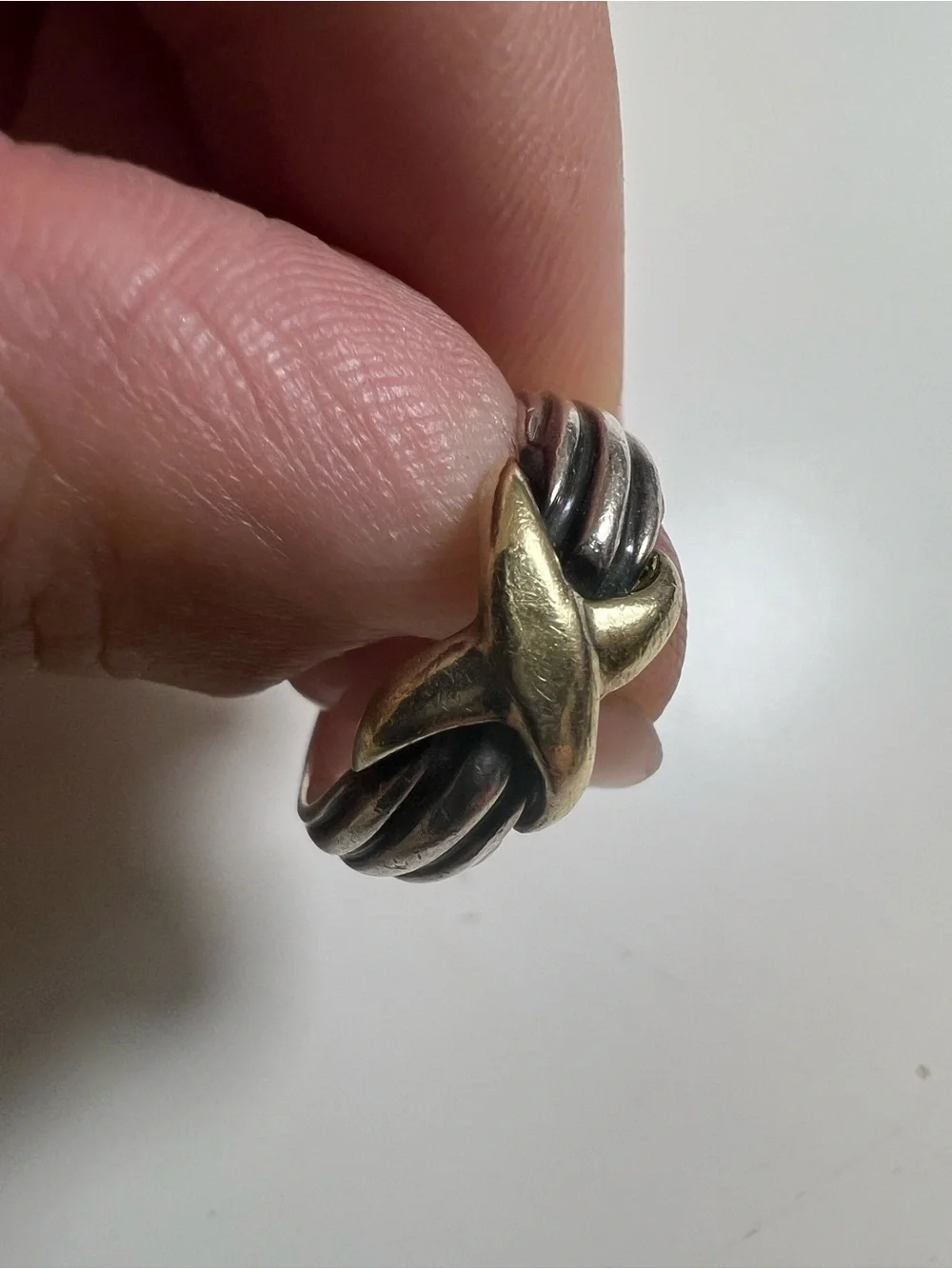 Two-Tone Sterling Silver and 18K Gold Crossover Ring